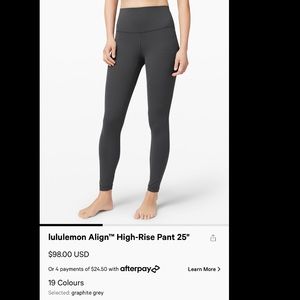 Lululemon align size 6 25 inches gray leggings